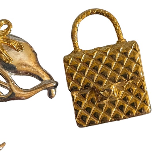 Brooch Lapel Pin Goldtone Handbag Gold/Silver Tone 3 Cats - Picture 3 of 11